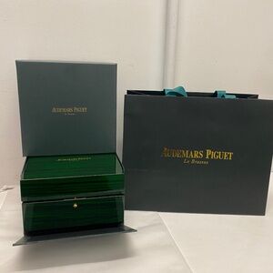AP Audemars Piguet storage wooden watch box w/ cards shopping bag - NEW!